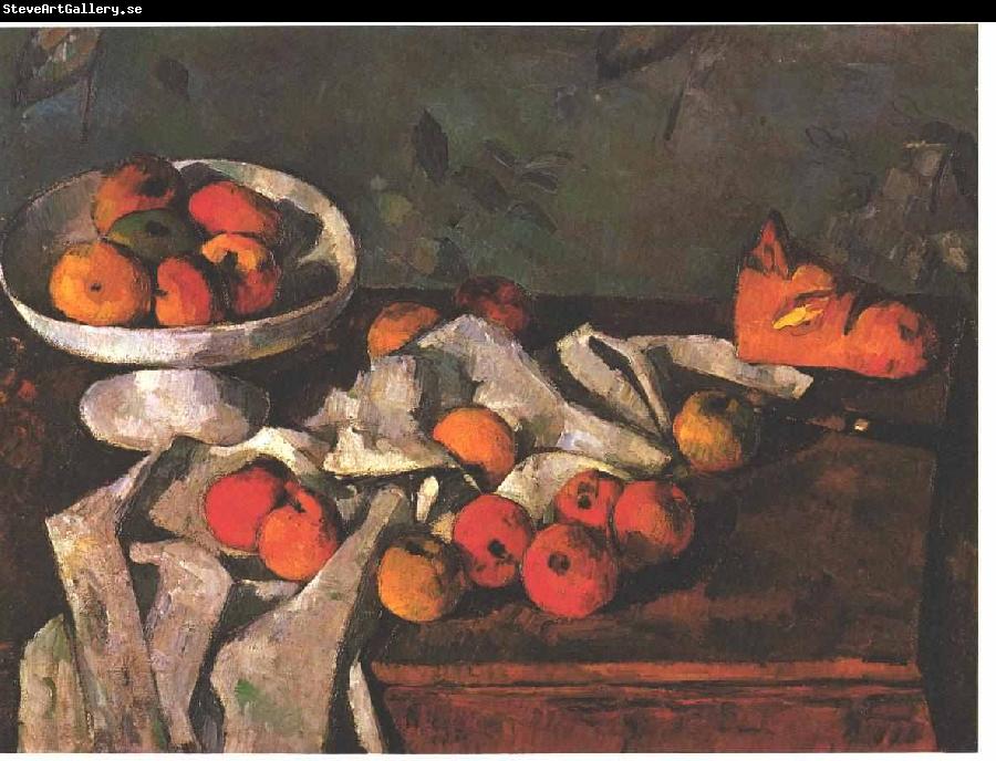Paul Cezanne life with a fruit dish and apples